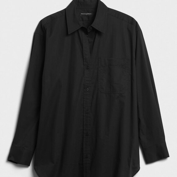 Banana Republic Black OVERSIZED BUTTON-DOWN SHIRT/NWT/M - Picture 4 of 11
